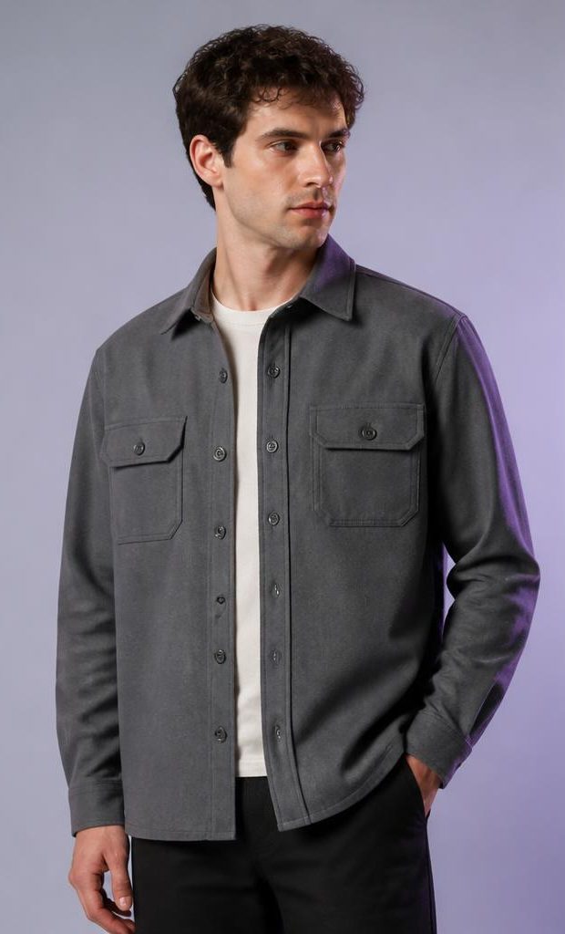 ZYKAA Grid Utility Shirt in Slate