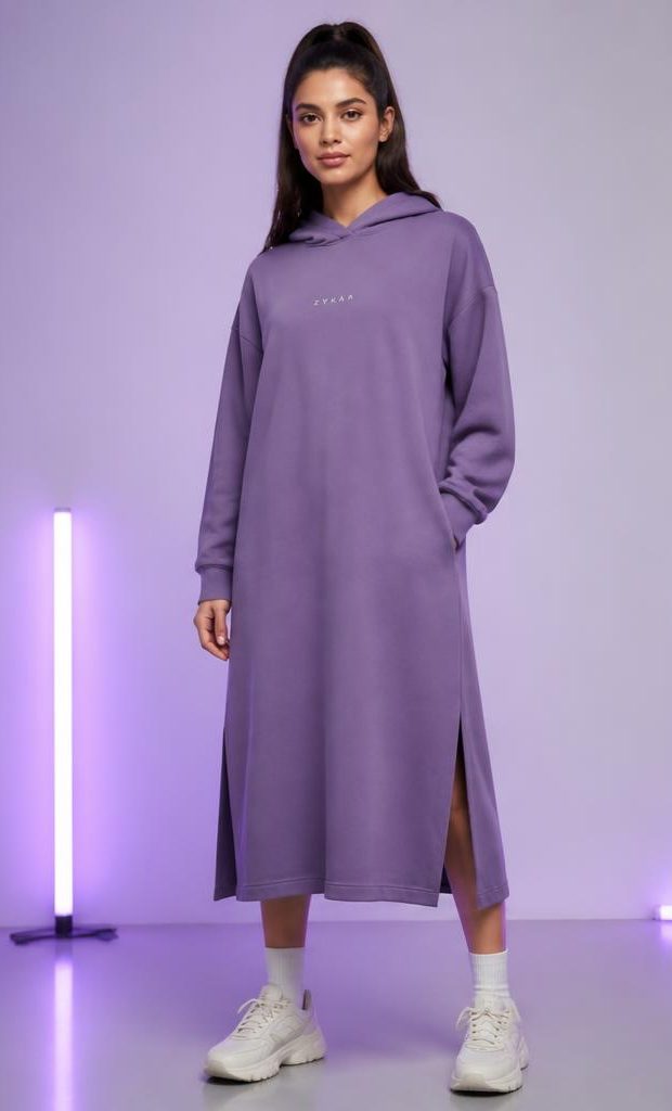 ZYKAA Afterglow Hoodie Dress in Purple Haze